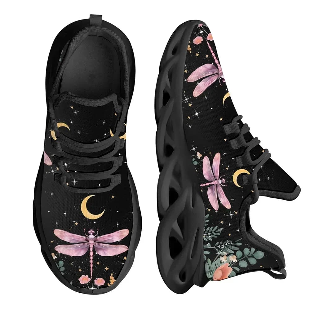 Sneakers in Rete Personalizzate 2023 per Donna, Design Libellula e Luna, Scarpe da Corsa e Tennis Comode, Calzature Casual Vulcanizzate