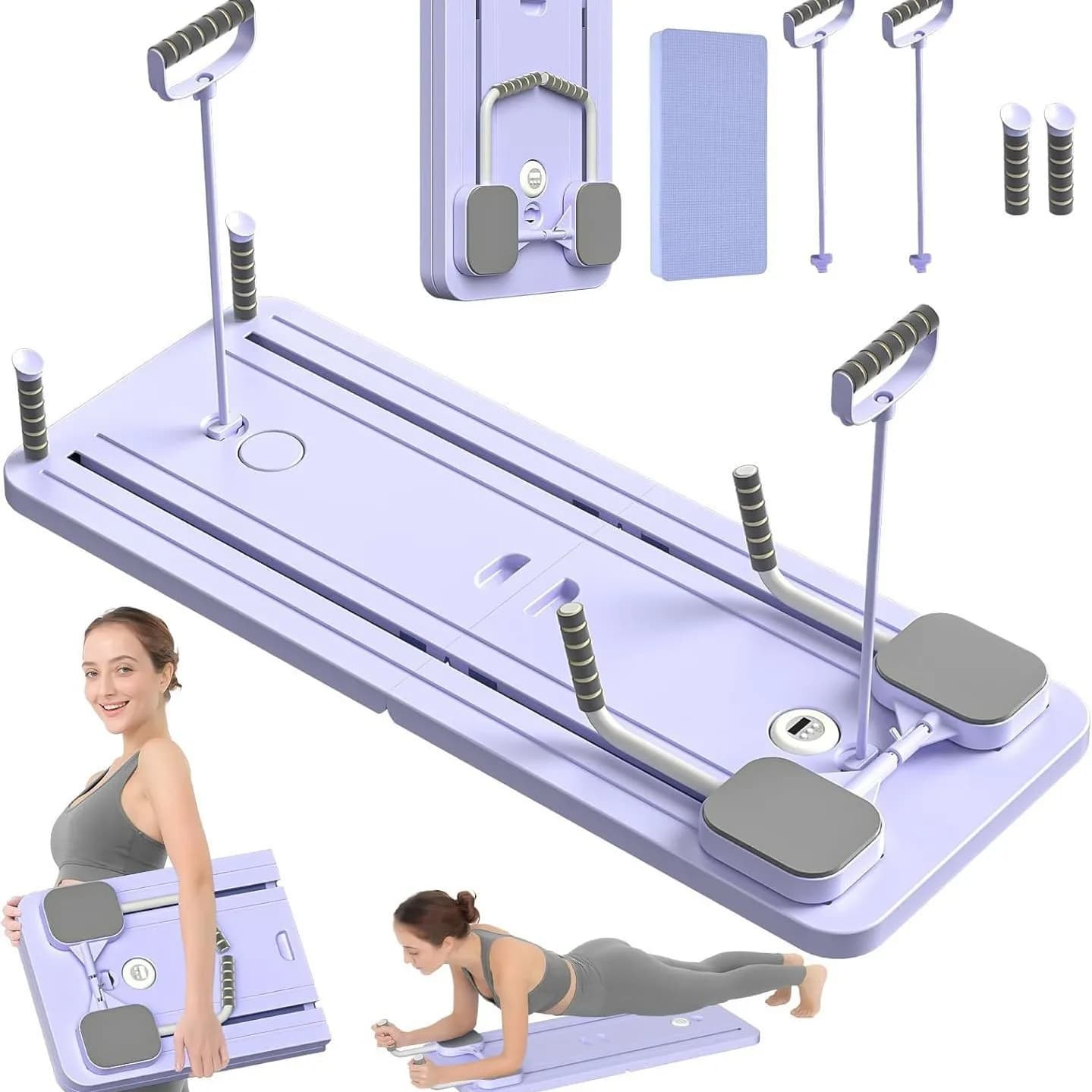 Set Pilates 6 in 1 Multifunction Folding With Timer, Table for Abdominal Exercises and Rollers, Fitness Home Equipment