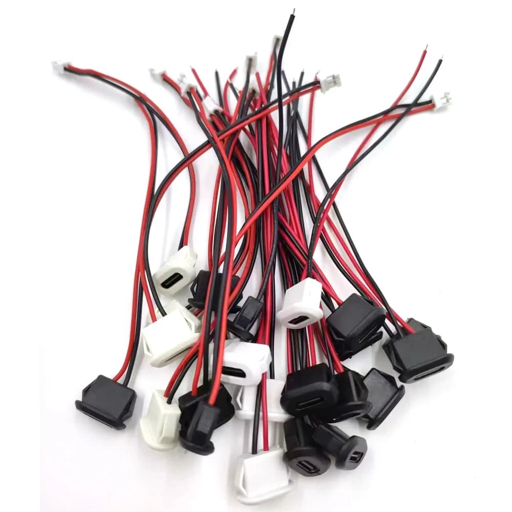 Connettore USB impermeabile di tipo C da 1/5 pezzi presa femmina a tensione diretta con cavo presa femmina porta di ricarica con cavo a saldare fai da te