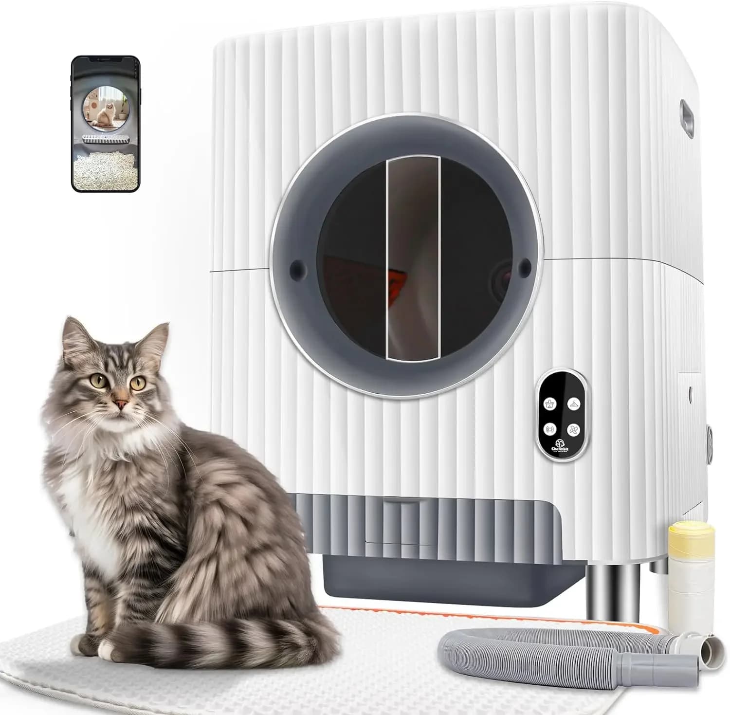 Toilette Automatica per Gatti Personalizzabile con LOGO, Controllo Smart tramite APP, Video e Autopulizia, per Gatti da 1,5 a 10 kg