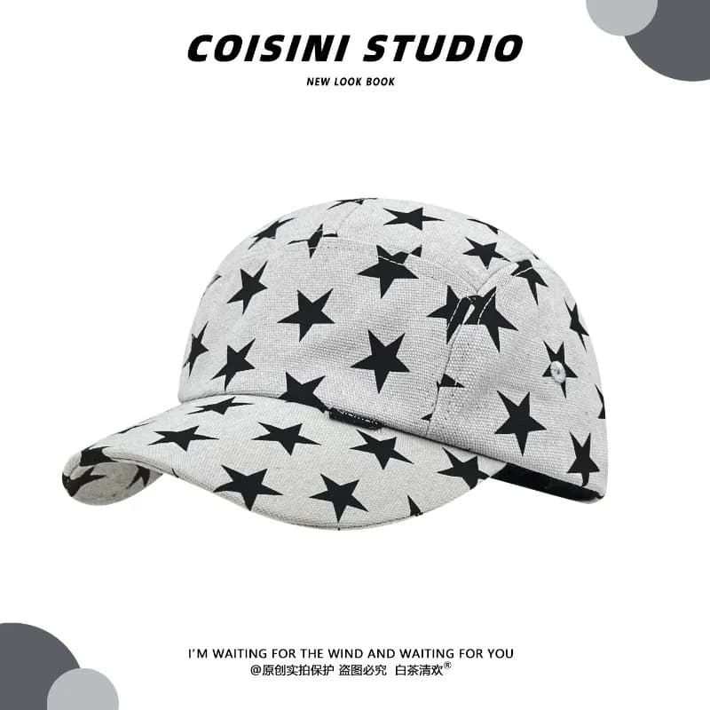 Niche Star Printing Retro 5-panel Baseball Caps for Women Summer Autumn Travel Sunscreen Versatile Personality Hip-hop Hat Y2K