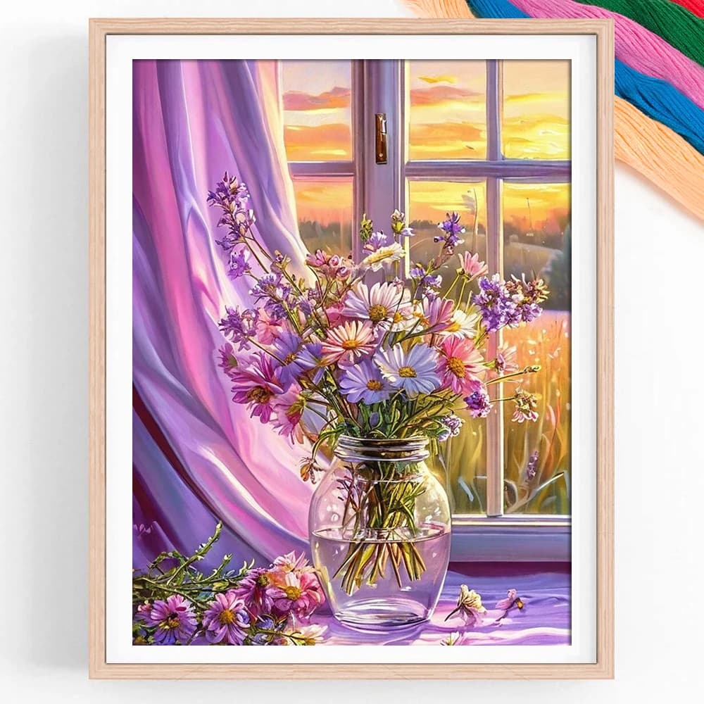 Flower 11CT Cross Stitch Kit Embroidery Needlework Sets Landscape Living Room Handmade Craft