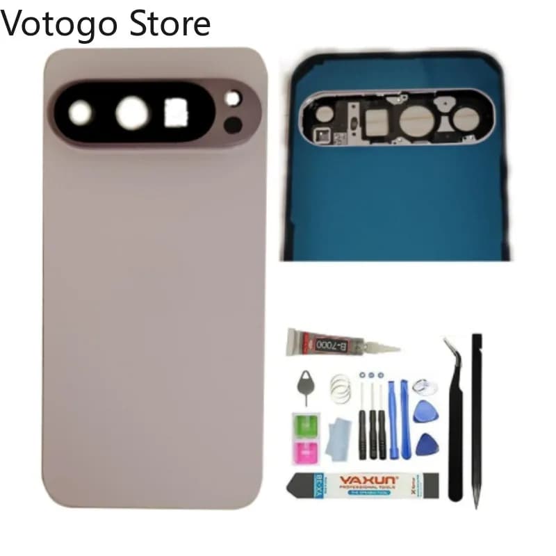 Kit di Riparazione per Google Pixel 9 10 Pro Fold XL 9A: Cover Posteriore, Vetro Batteria, Scocca + Lente Fotocamera + Adesivo per Sostituzione
