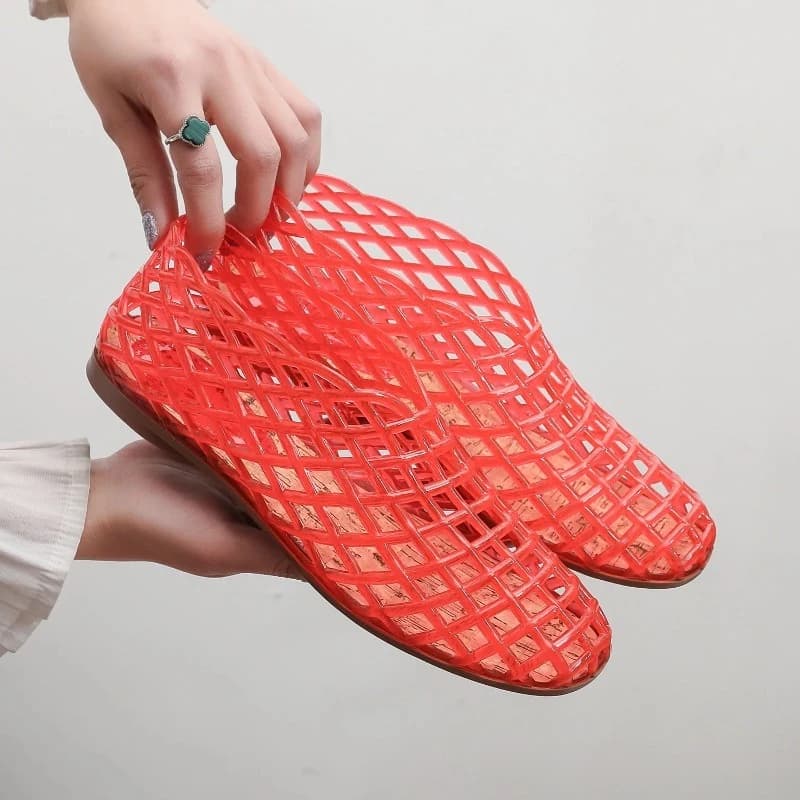 New 2026 Women Leisure Jelly Sandals Cut-out Soft PVC Breathable Summer Flat Shoes Close Toe Female Street Flats