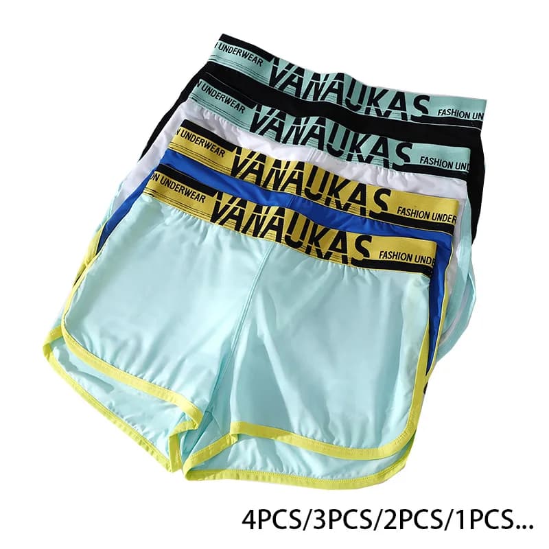 4 pezzi/3 pezzi/2 pezzi/1 pezzi boxer da uomo in seta di ghiaccio Homewear traspirante ampio sfiato laterale freccia corta