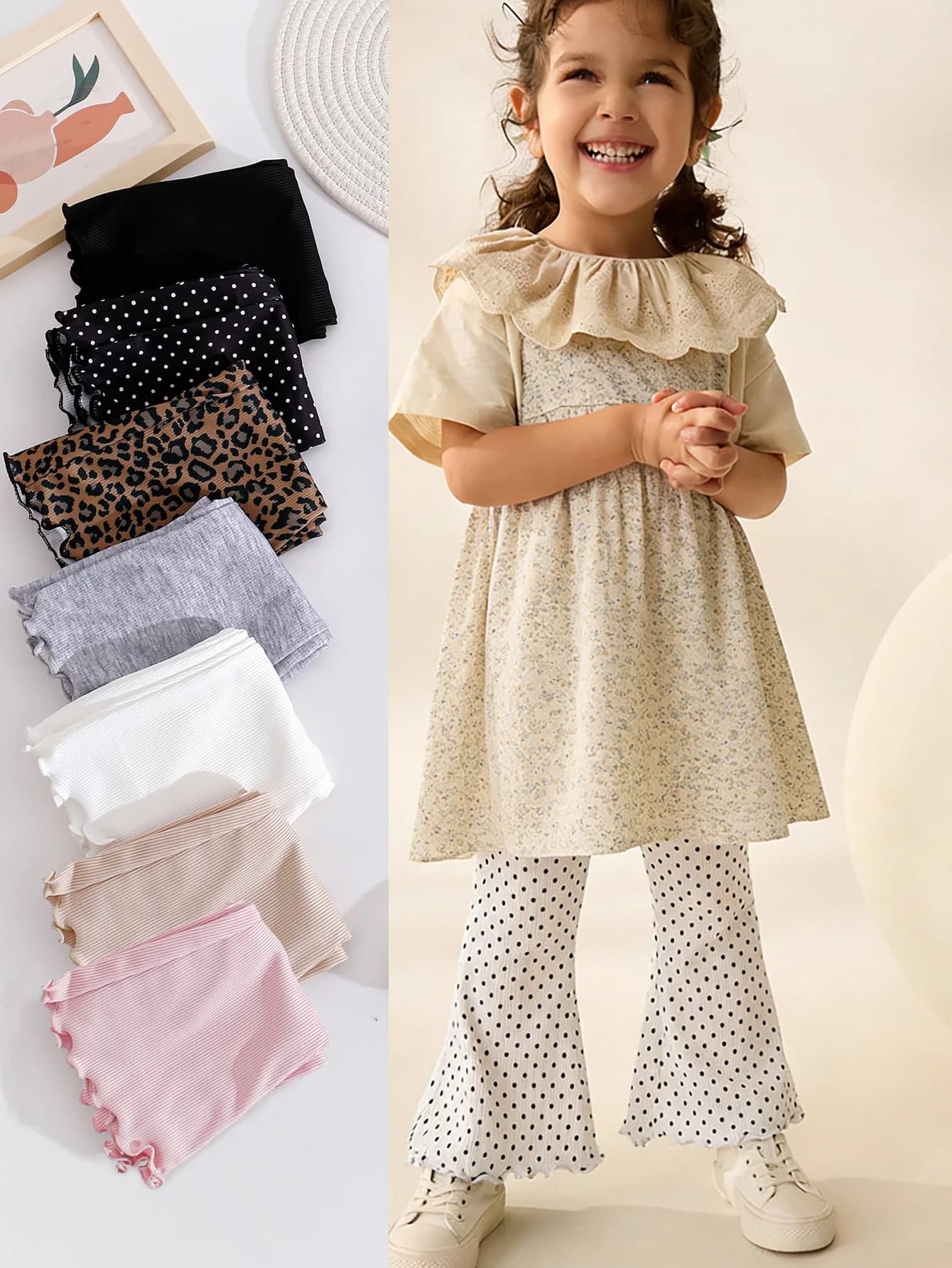 Pantaloni a Zampa d'Elefante a Righe alla Moda per Bambine, Leggings Comodi e Morbidi per Primavera e Autunno, Adatti per Bambine dai 2 ai 10 Anni, per Uso Quotidiano