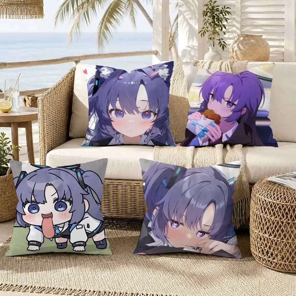 Hayase Yuuka Blue Archive Pillow Case for Sofa Living Room Home office Decor Protective Cover