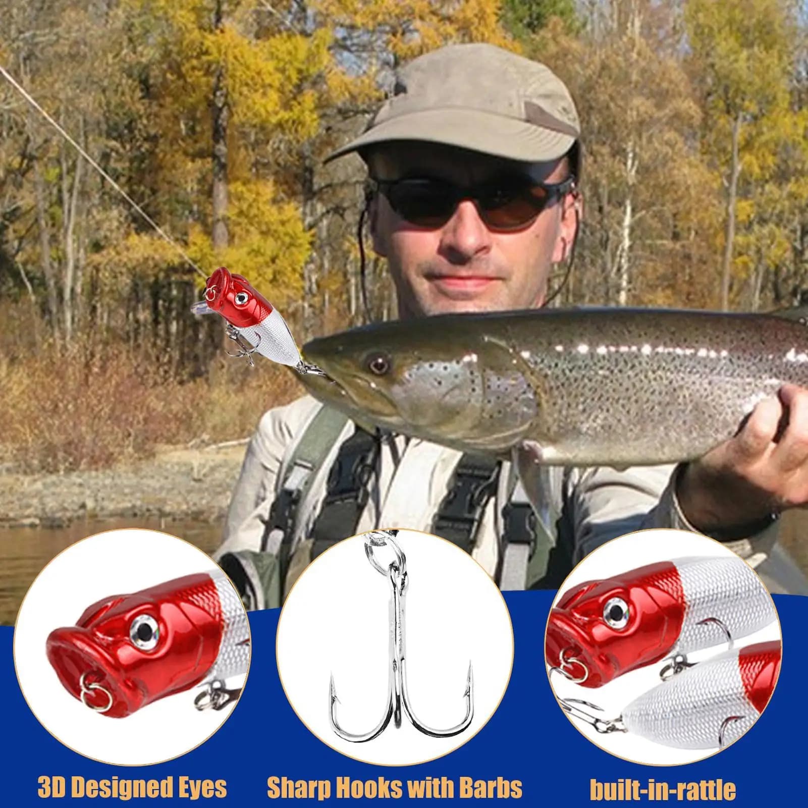 Calendario per il conto alla rovescia dell'Avvento della pesca 24 giorni Conto alla rovescia per Natale Set di attrezzatura da pesca Supporto per canna da pesca Gancio per pinza per labbra Livello per