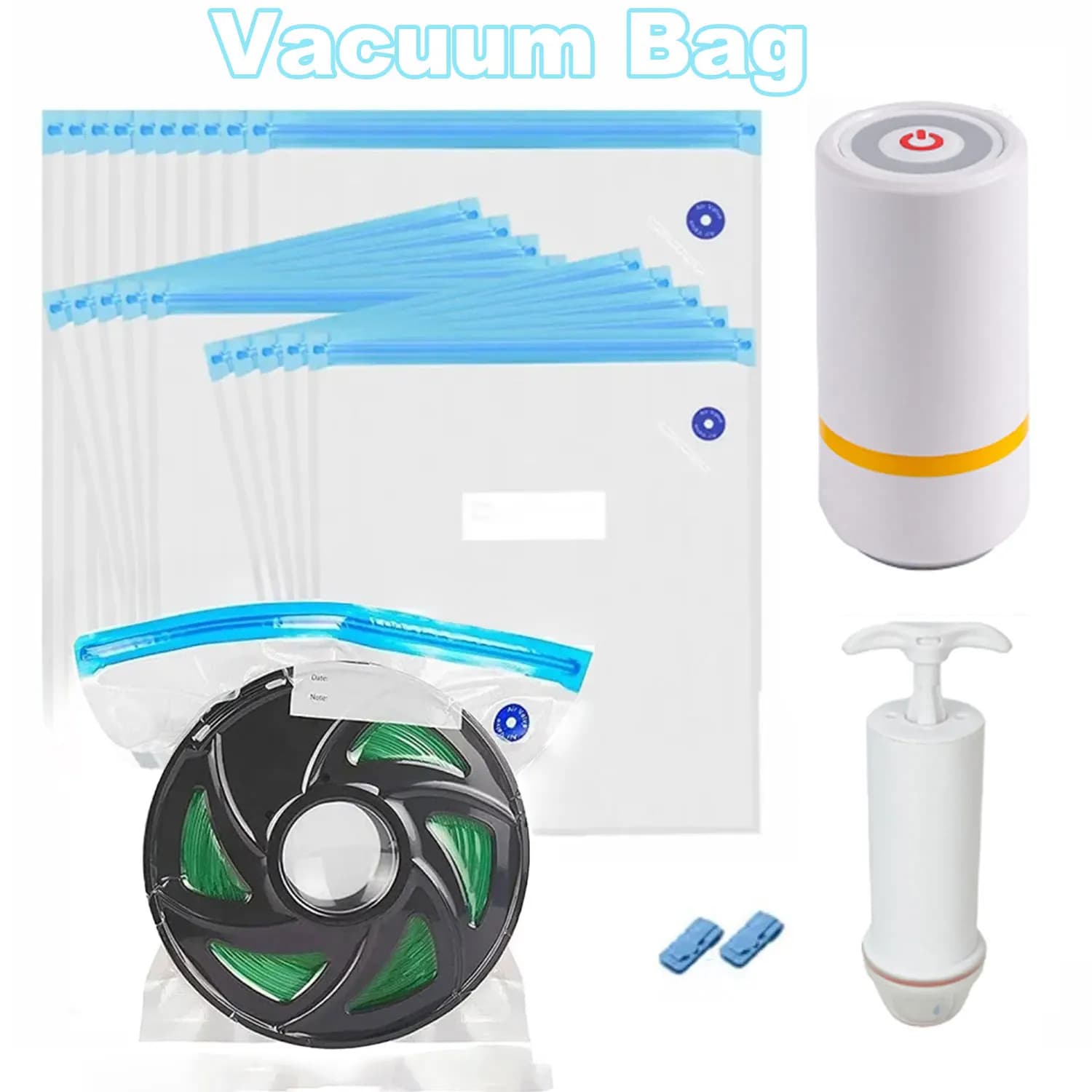 3D Printer Filament Vacuum Packing Kits with Pump, Reusable Sealed Anti-Moisture and Anti-Power for PETG PLA Filaments