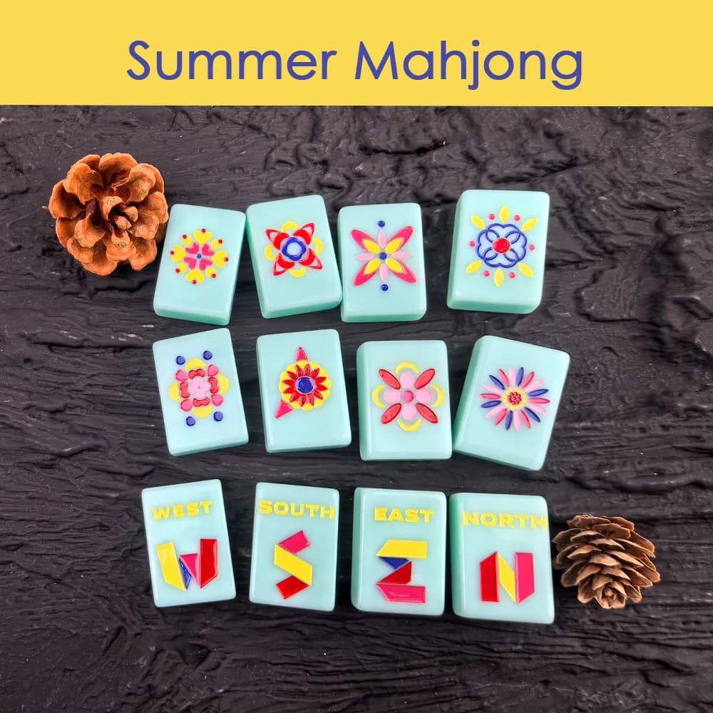 Set di Mahjong Americano XTY da 160 Pezzi in Acrilico Verde Chiaro Serie Estiva, Set Completo di Mahjong da Viaggio