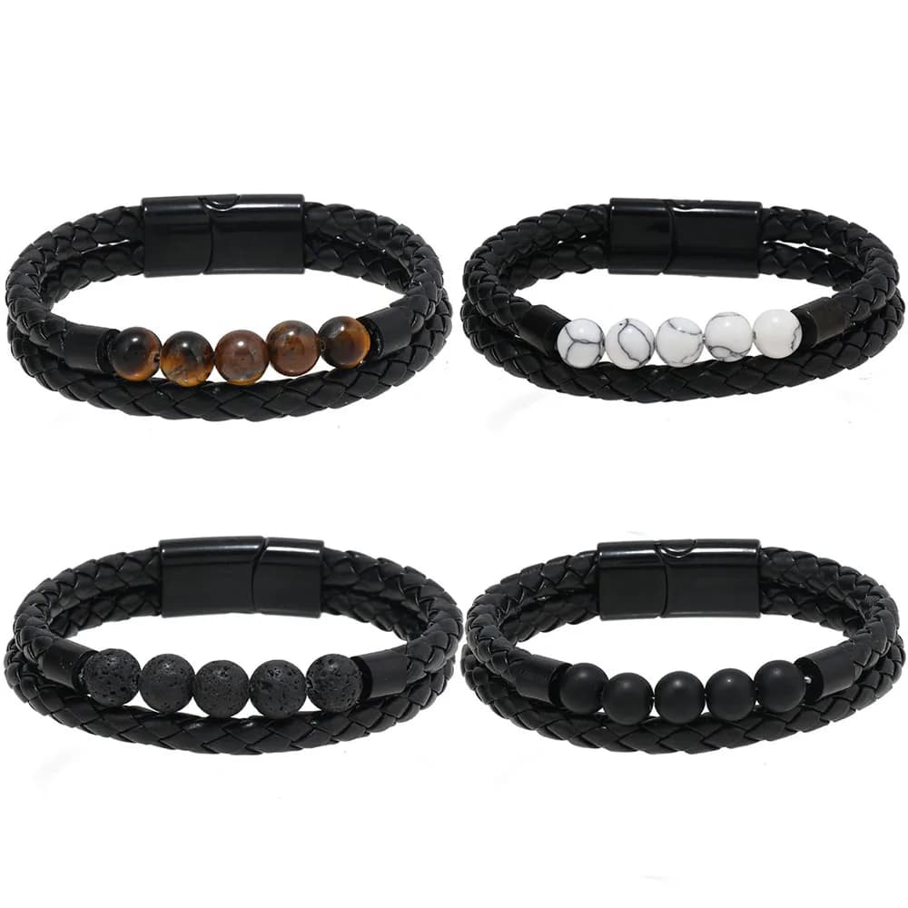 Multi-layer woven leather bracelet for men Tiger Eye Stone Beads Bracelet Men's Bracelet Jewelry Style OL Male Wrist Gift New