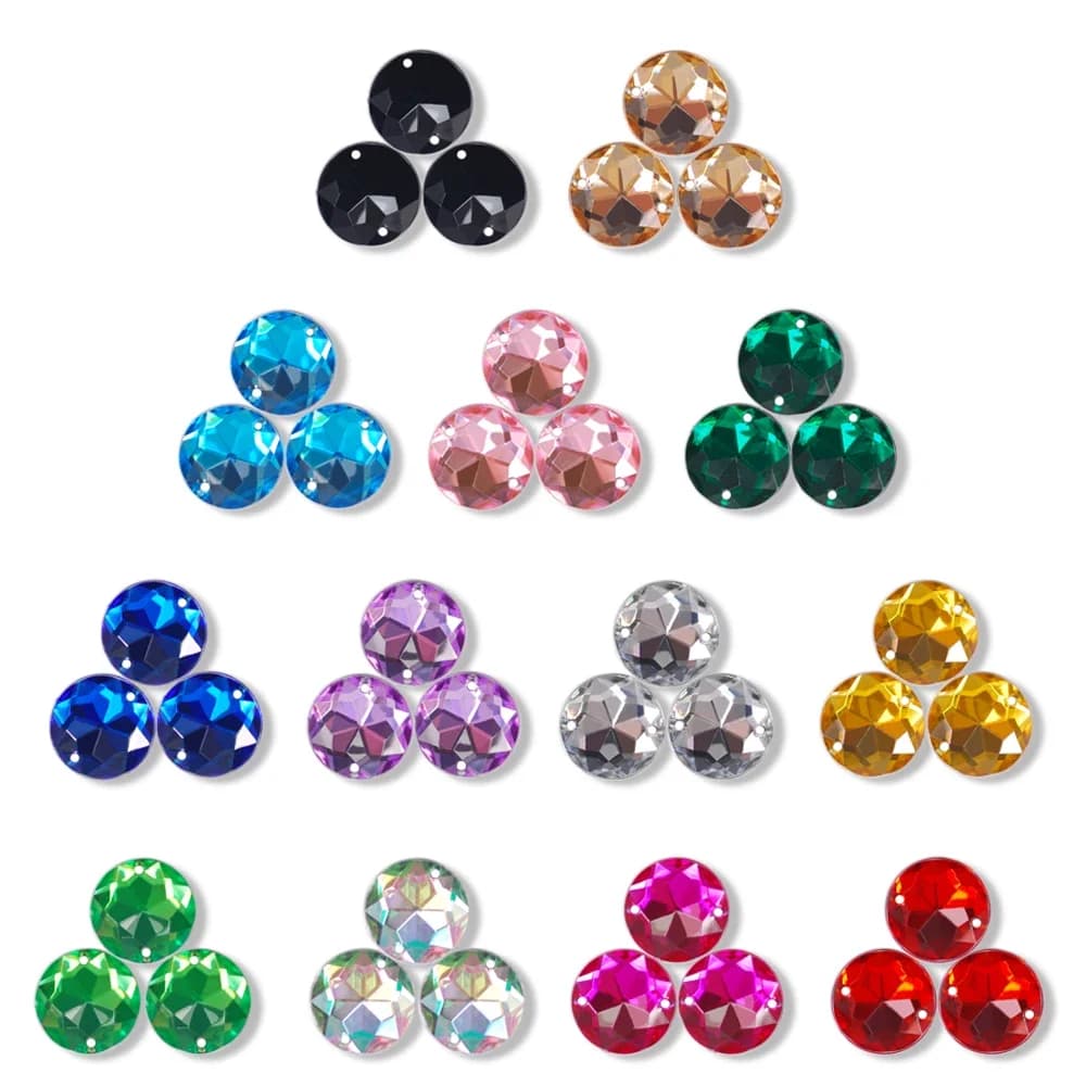 8 10 12 14 16mm Dimensioni Forma rotonda Cucire su strass Cristalli Due fori Pietre in resina per accessori per cucire tessuti per indumenti