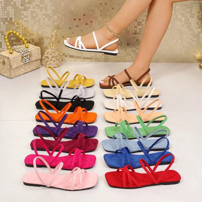 Nuovi Sandali Estivi da Donna alla Moda con Design a Croce, Comode Scarpe da Spiaggia Romane per Esterni 2026, Eleganti Scarpe Basse Slip-on