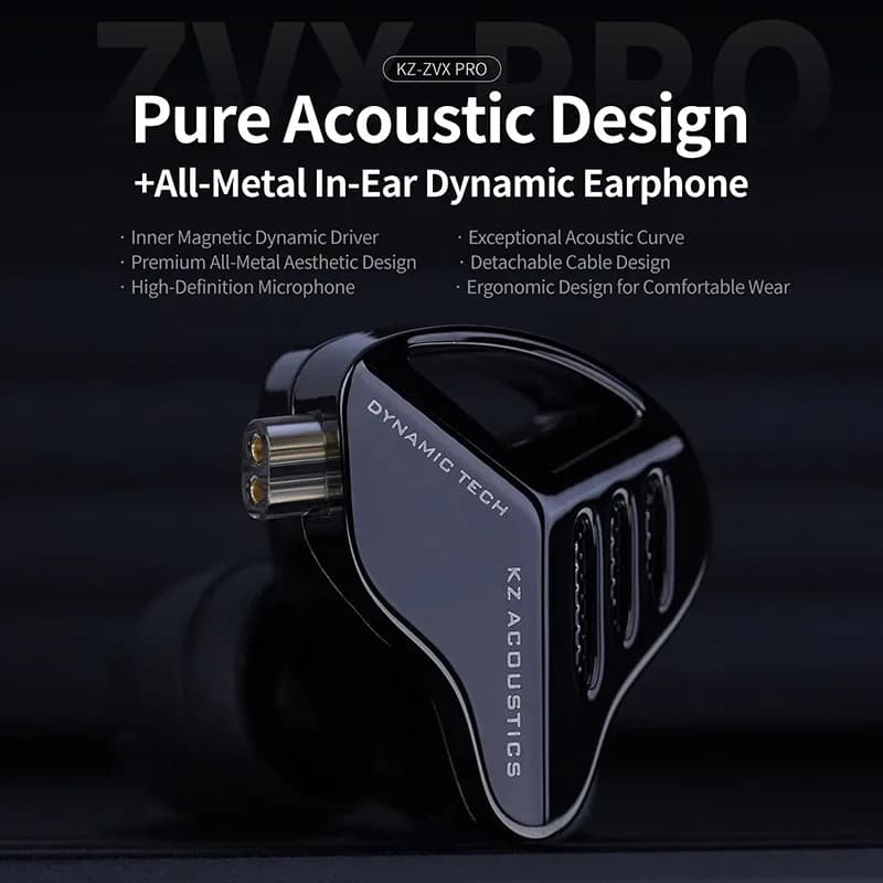 KZ ZVX PRO Wired earphones HiFi Bass Music Metal earphones Stage Live Monitor Sports headphones IEM gaming head with noise cancellation
