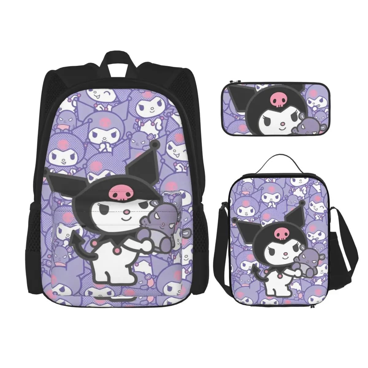 Kawaii Kuromis simpatico cartone animato 3pecs/set zaino per studente borsa a tracolla per scuola superiore borsa per il pranzo astuccio