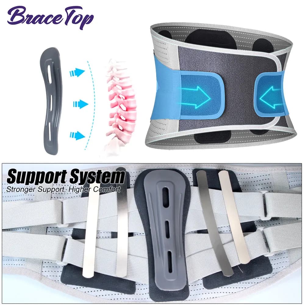 New Back Braces for Lower Back Pain, Lumbar Support for Men and Women, Breathable Soft Mesh Fabric and 5 Stays All-round Support