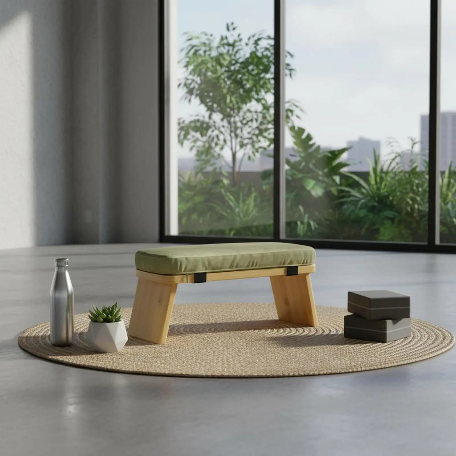 Wooden Kneeling Bench Soft Padded Padding Cushioned Meditation Seat Portable Seiza Bench Includes Carrying Bag for Meditators