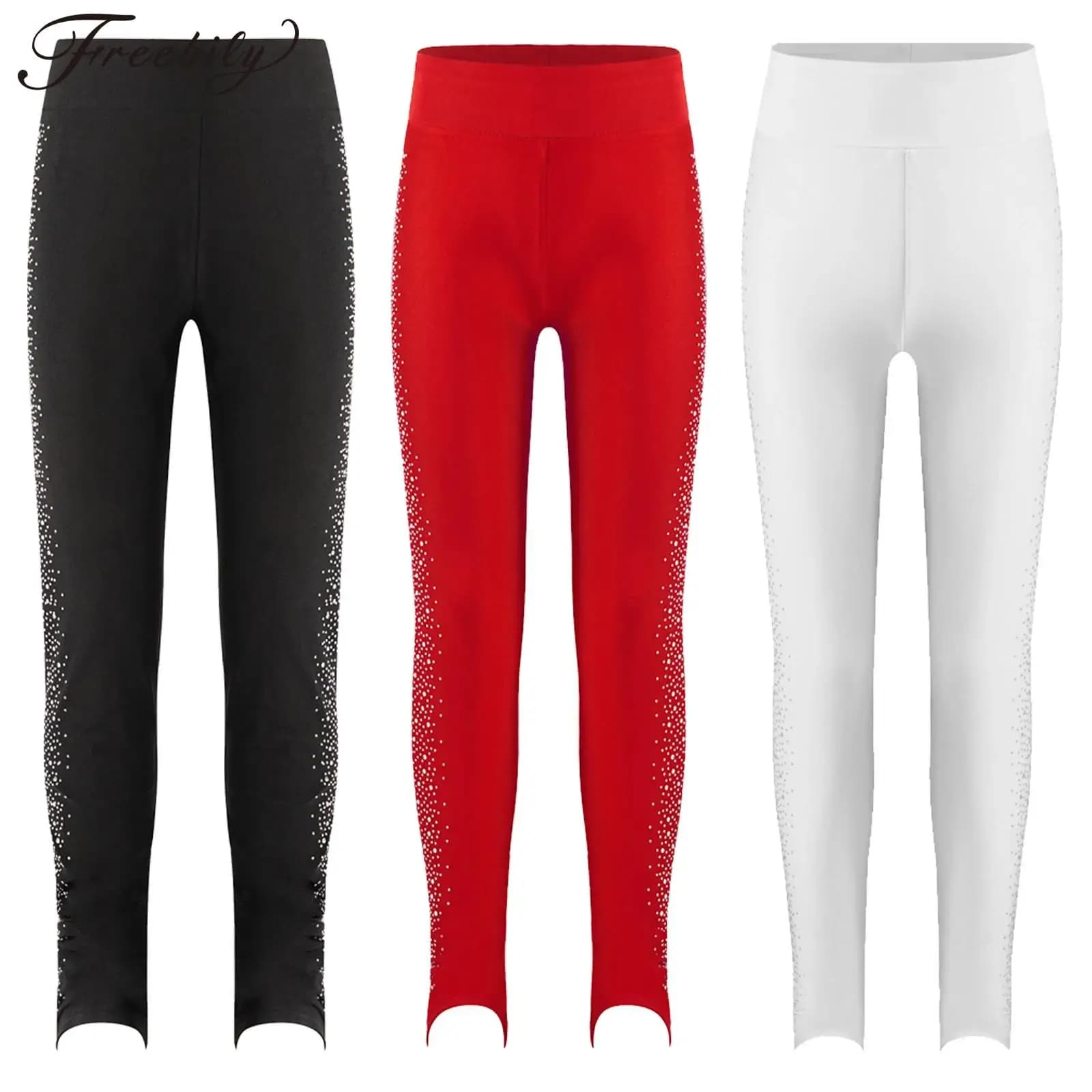 Collant da ballo senza piedi per ragazze Pantaloni da allenamento per yoga da ginnastica per bambini Pantaloni da pattinaggio su ghiaccio per allenamento Leggings di pattinaggio di figura
