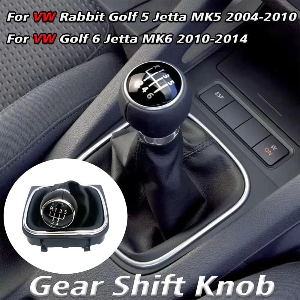 Pomello del Cambio a 5/6 Velocità per VW Golf 5 Golf 6 Jetta MK5 MK6, Leva del Cambio Manuale con Copertura in Pelle