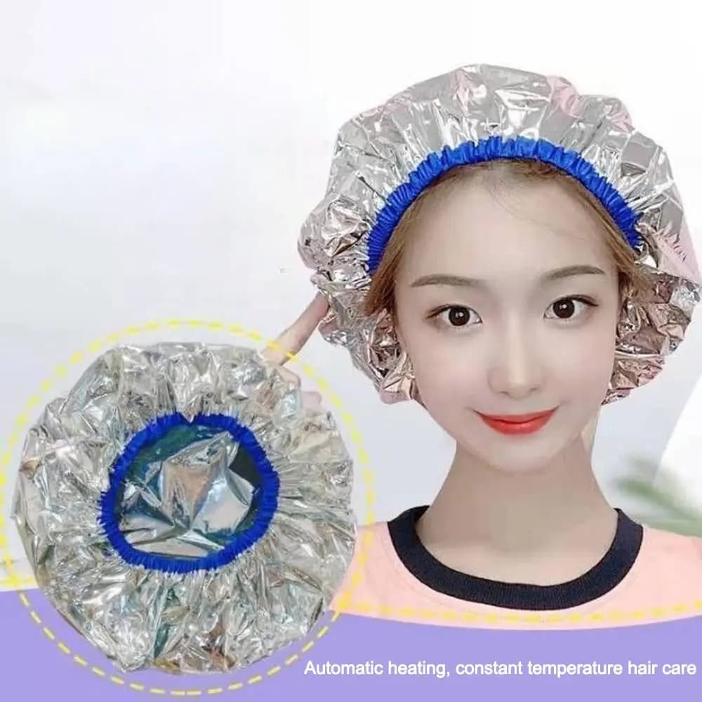 Aluminum Foil Self-heating Tin Foil Hat Waterproof Reusable Heat Elastic Coloring Hat Hair Dye Tools Hair Steamer Bathing Cap