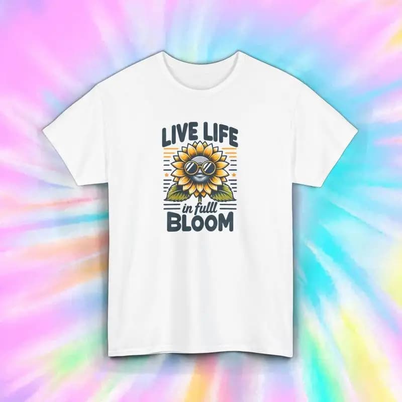 Maglietta Live Life in Full Bloom S 5XL Ispirazione positiva del girasole