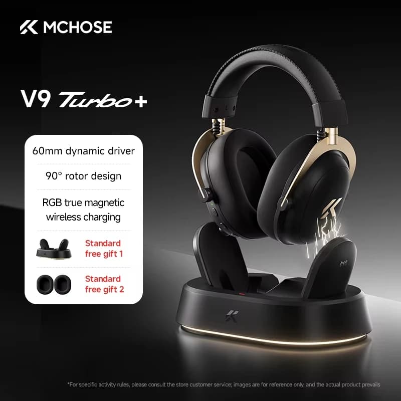Cuffie da Gaming MCHOSE V9 Turbo BT 2.4G Wireless a Bassa Latenza per Esport con Driver Dinamico da 60mm e Ricarica Magnetica da 2000mAh per Gamer