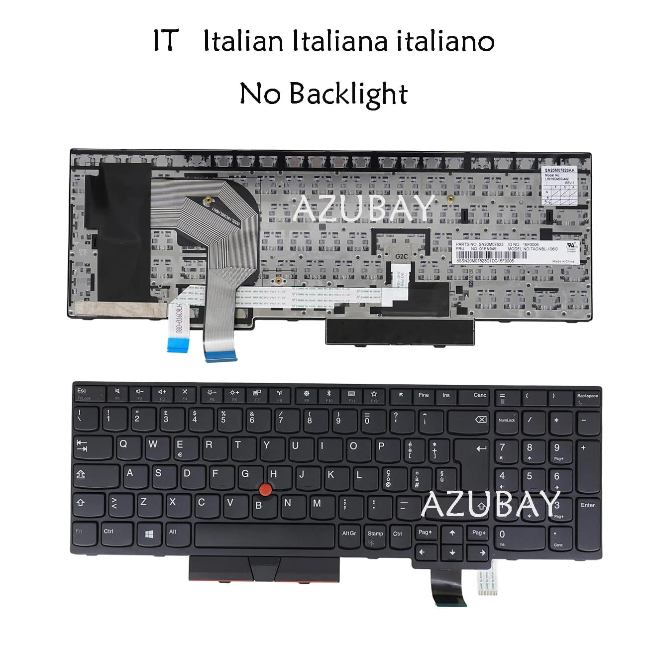 Laptop Keyboard for Lenovo Thinkpad T570 20JW 20JX 20H9 20HA, T580 20L9 20LA, P52s 20LB 20LC, P51s 20JY 20K0 20hb 20hc, Italian