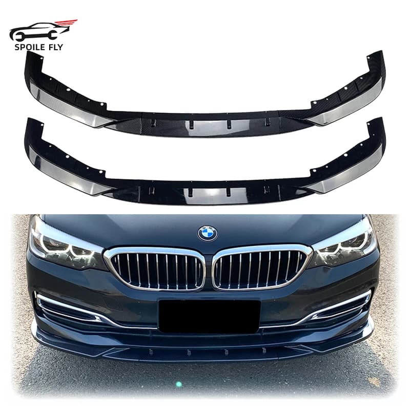 2017 To 2020 For BMW 5 Series 525i 530i G30 Carbon Fiber Gloss Black Front Bumper Lip Diffuser Spoiler Splitter Canard Body Kit