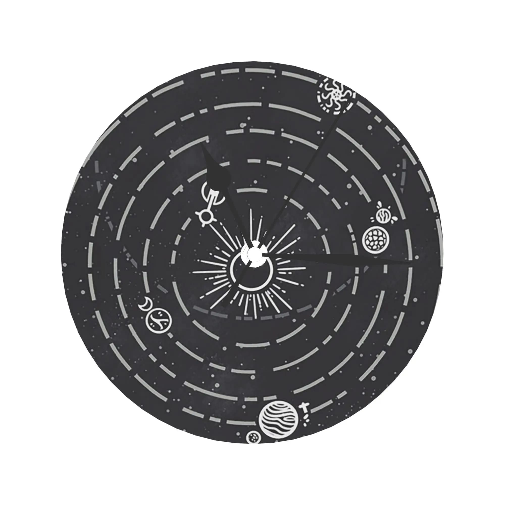 Wall clock with solar system Outer Wilds, room decoration, silent round clock for bedroom, living room, kitchen, house