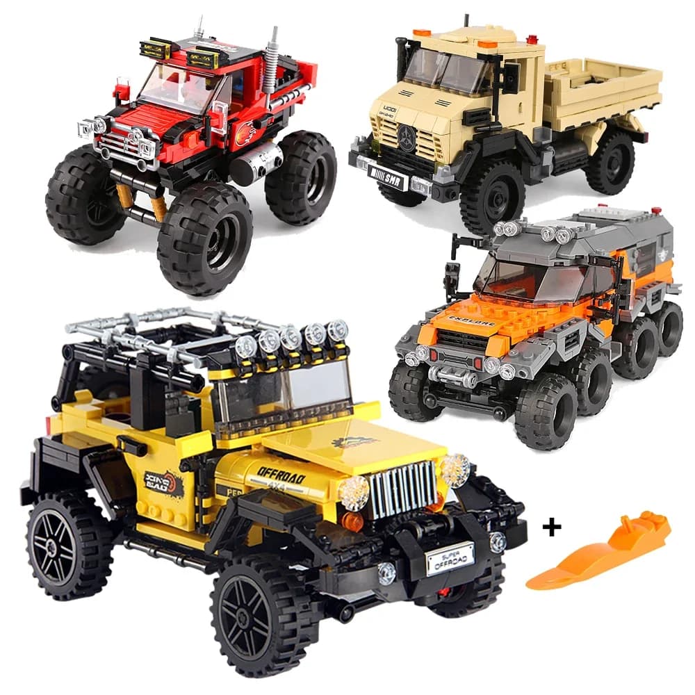 Set di blocchi di costruzione per camion per auto fai-da-te Giocattoli Modello di autoassemblaggio Decorazioni per il desktop creative Giocattolo di mattoni Jeep per bambini Educativi