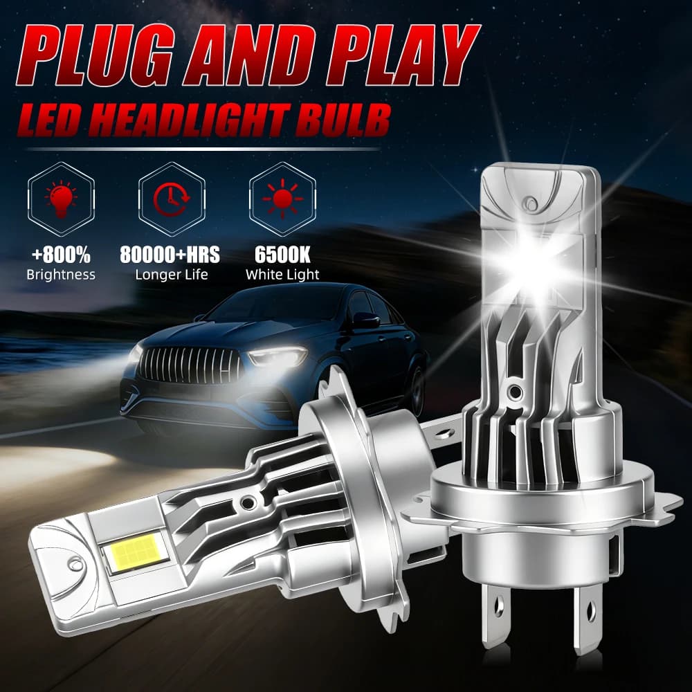 2x Faro LED H7 Canbus 80000LM con Chip CSP 3570, Mini Formato 1:1, Plug & Play, Lampada Auto 6500K, Luce Fendinebbia Wireless con Ventola Turbo