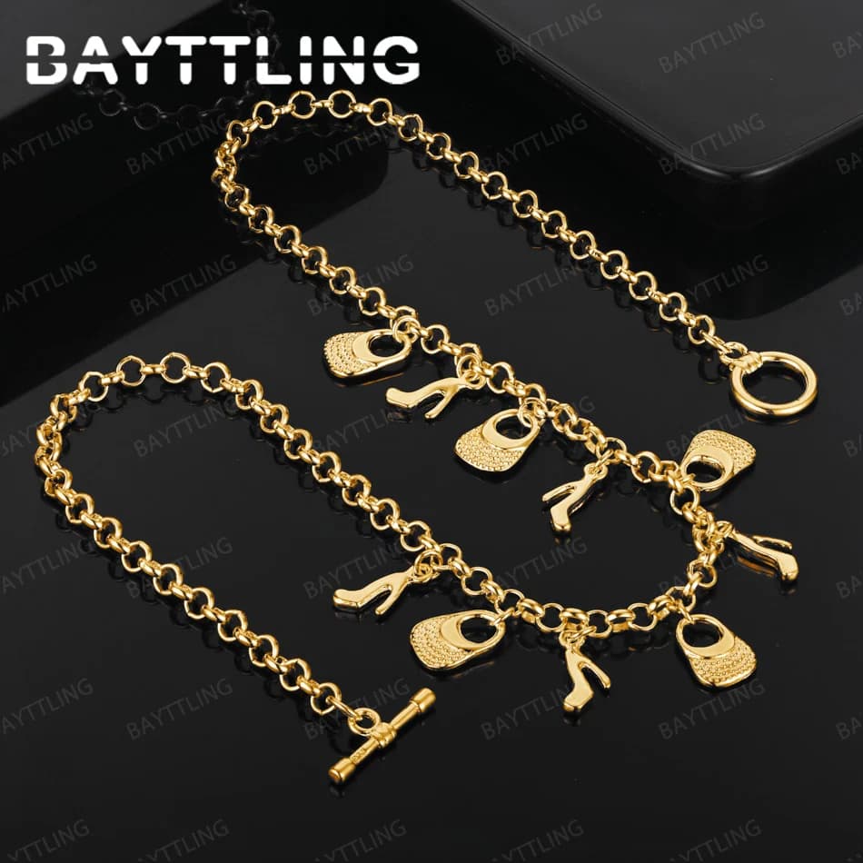 Scarpe e borse squisite in argento sterling 925 oro 18 carati, collana geometrica, accessori per gioielli con ciondoli regalo per feste da donna