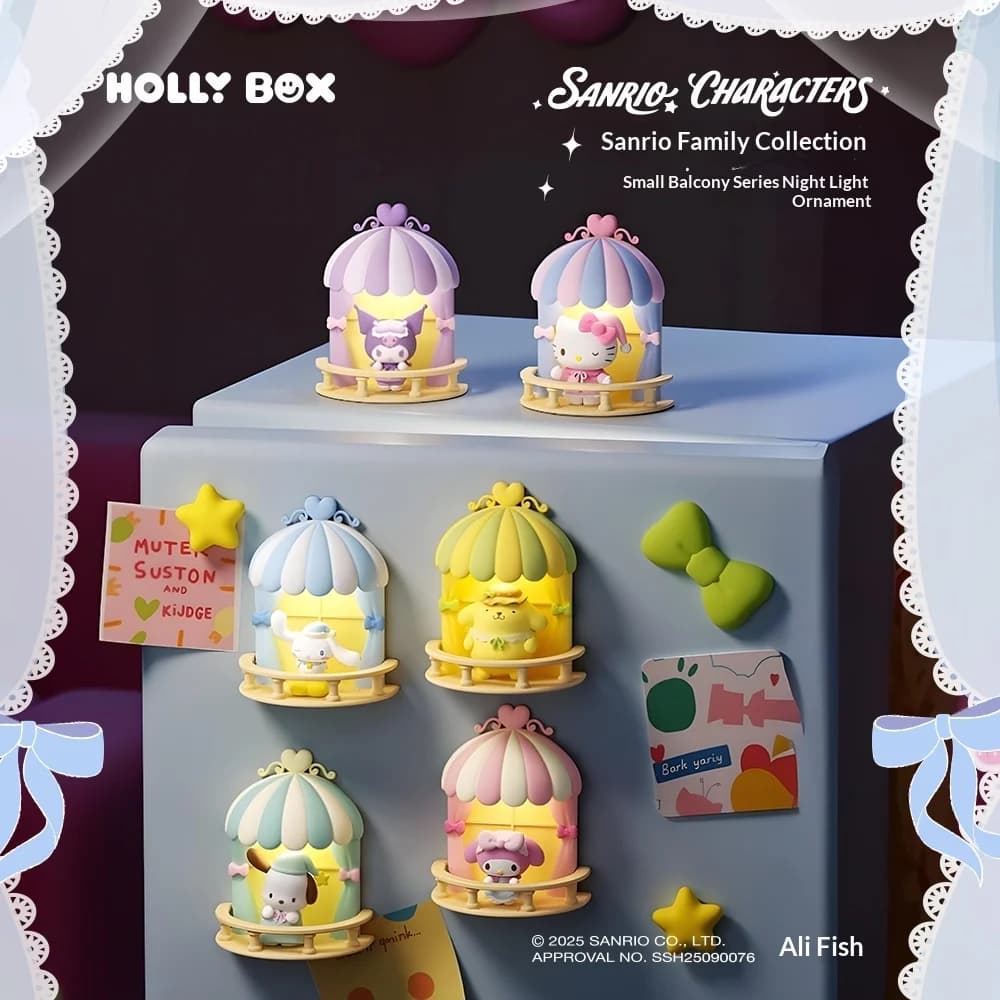 Sanrio Characters Balcony Series Night Light Fridge Magnet Blind Box Hello Kitty House Decorations Bedroom Decorations New Year's Gift for Fans