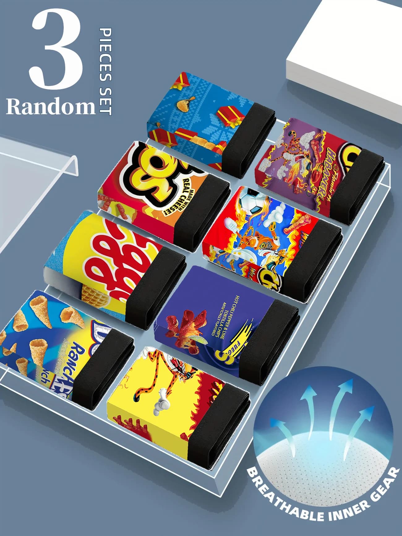 Boxer da uomo traspiranti estivi da 3 pezzi, biancheria intima sexy da uomo, intimo da uomo, boxer da uomo con stampa digitale a cartoni animati alla moda