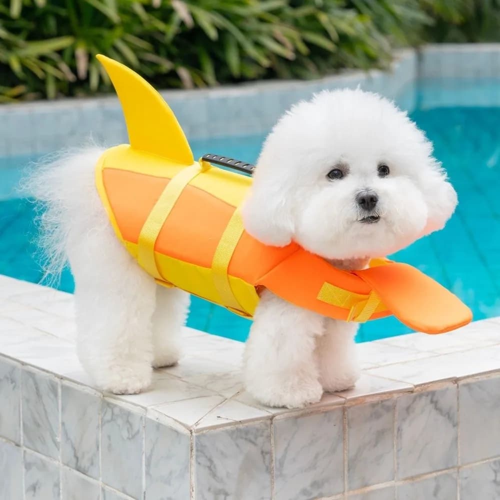 Shark Shape Dog Life Vest Superior Buoyancy Adjustable Dog Swimming Suit High Visibility Tear-resistant Safety Vests