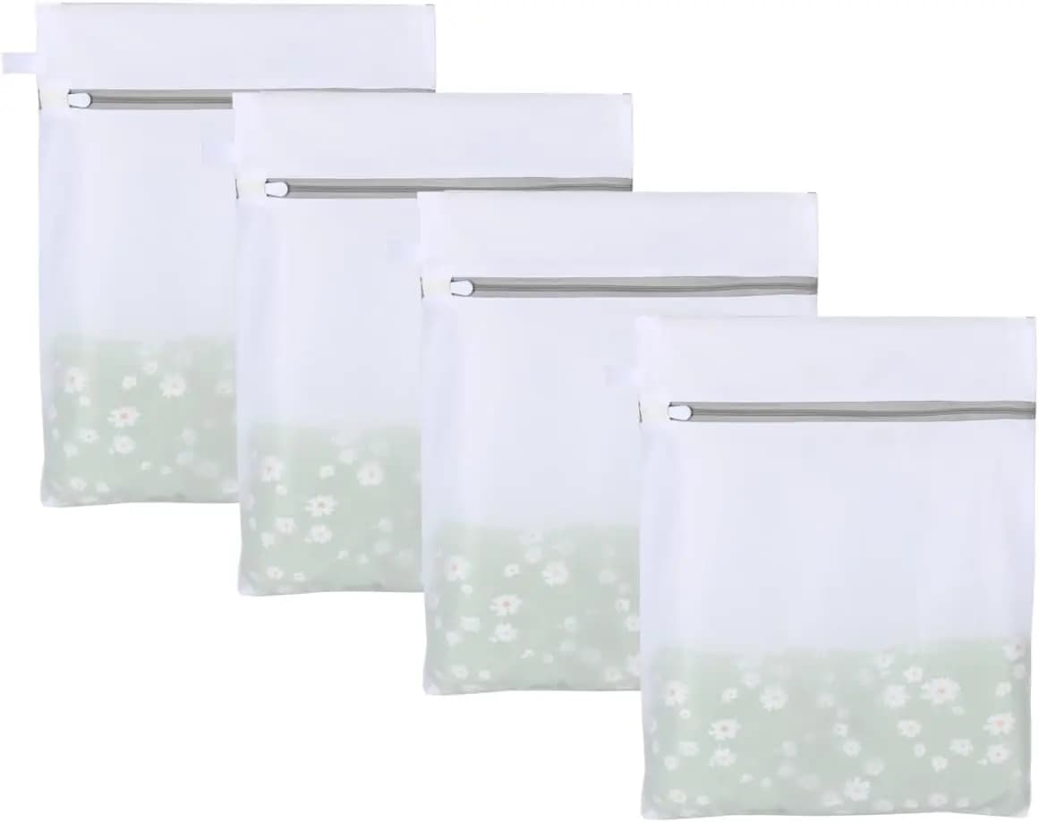 Durable Mesh Laundry Bags for Delicates, Strong Zipper, 10x12in (4 Pack)