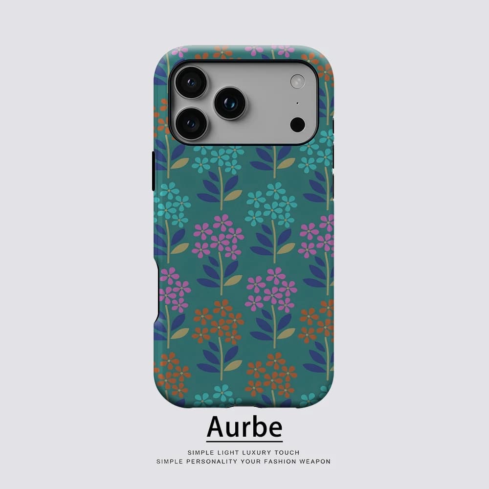 Teal Pink Orange Florals For Magnetic Phone Case For IPhone 17 16 15 14 13 Pro Max Plus Single Double-Layer Tough Case