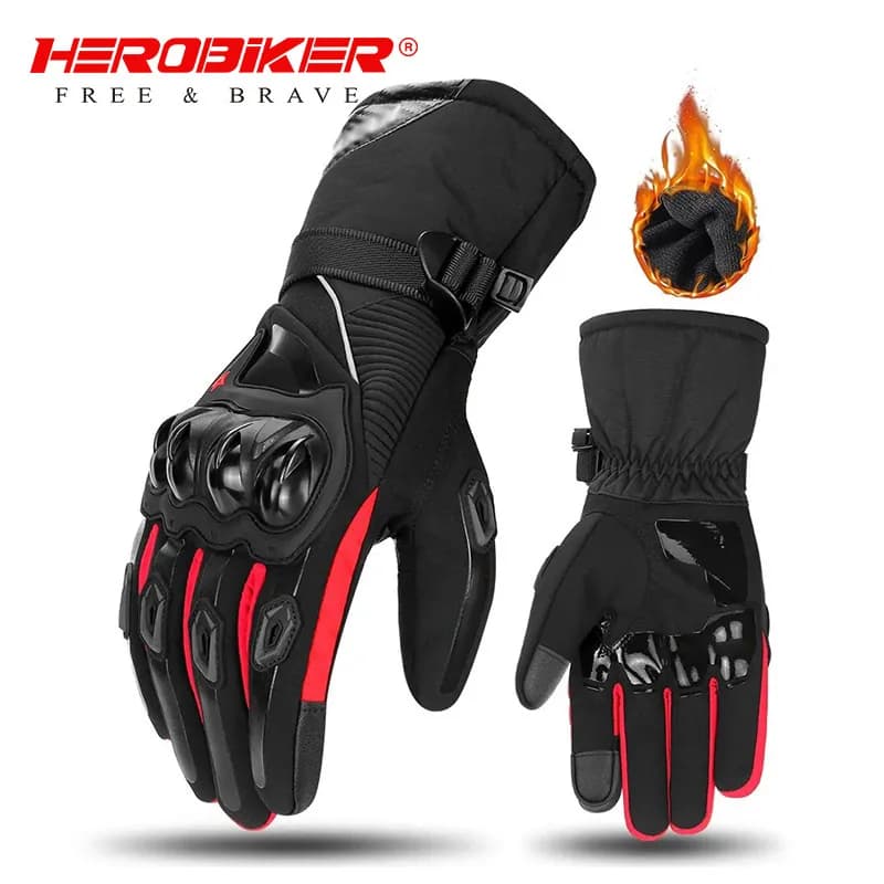 Guanti da moto invernali da uomo HEROBIKER, impermeabili, caldi, touchscreen, per moto, fuoristrada, guida all'aperto, clima freddo