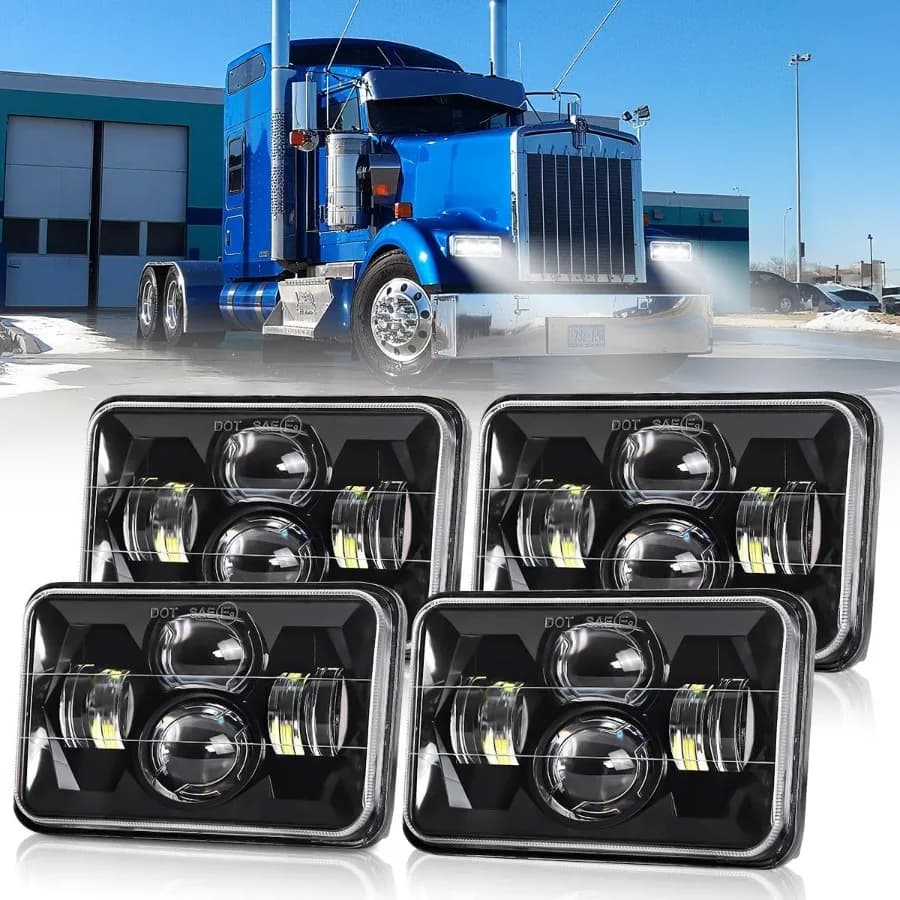 4x6 In Rettangolo Fari A LED Fascio Alto Basso 4 PZ per GMC Camion Van Kenworth T800 W900 Peterbilt Oldsmobile Nero Durevole Bri