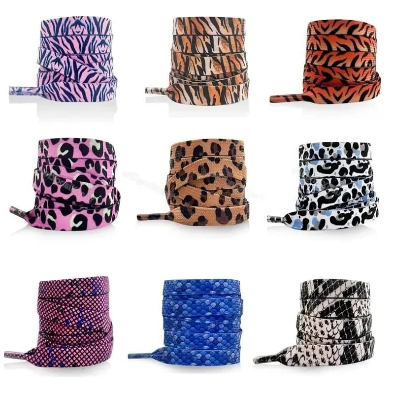Lacci per scarpe classici con motivo animale Lacci piatti per scarpe da ginnastica AF1/AJ Lacci per scarpe con stampa tigre/serpente/leopardo per 120/140/160CM Shoestring