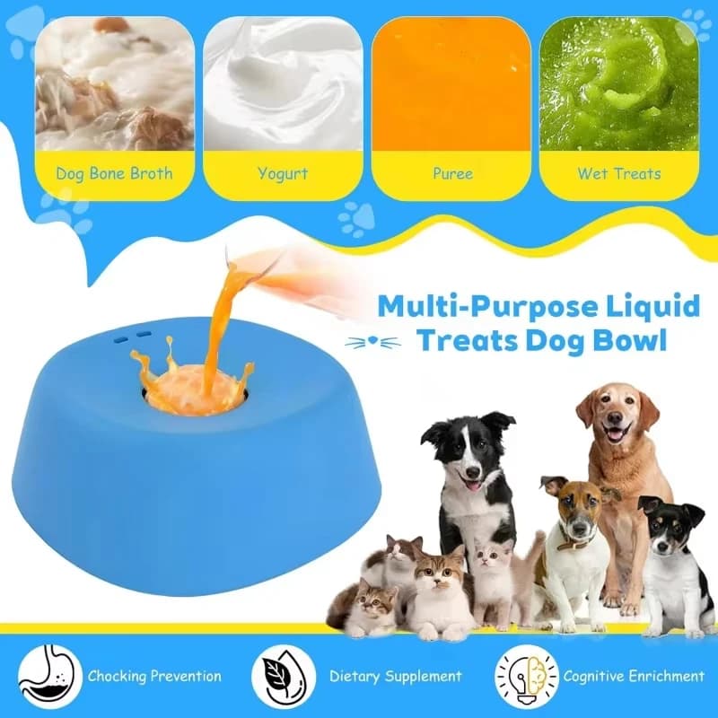 Dog Lick Bowl Slow Feeder Anti Slip Licking Bowl for Liquid Food Bone Broth Healthy Feeding Anti Choking Pet Bowl