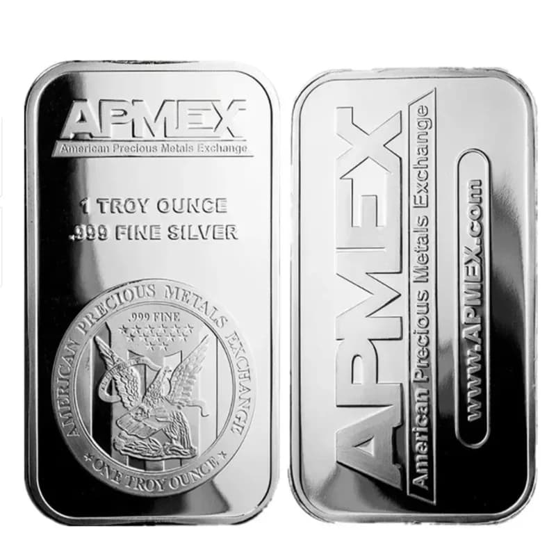 Barra in argento placcato APMEX da 1 oncia troy, argento 999, lingotto americano in ferro/zinco, decorazioni per la casa, souvenir e regali.
