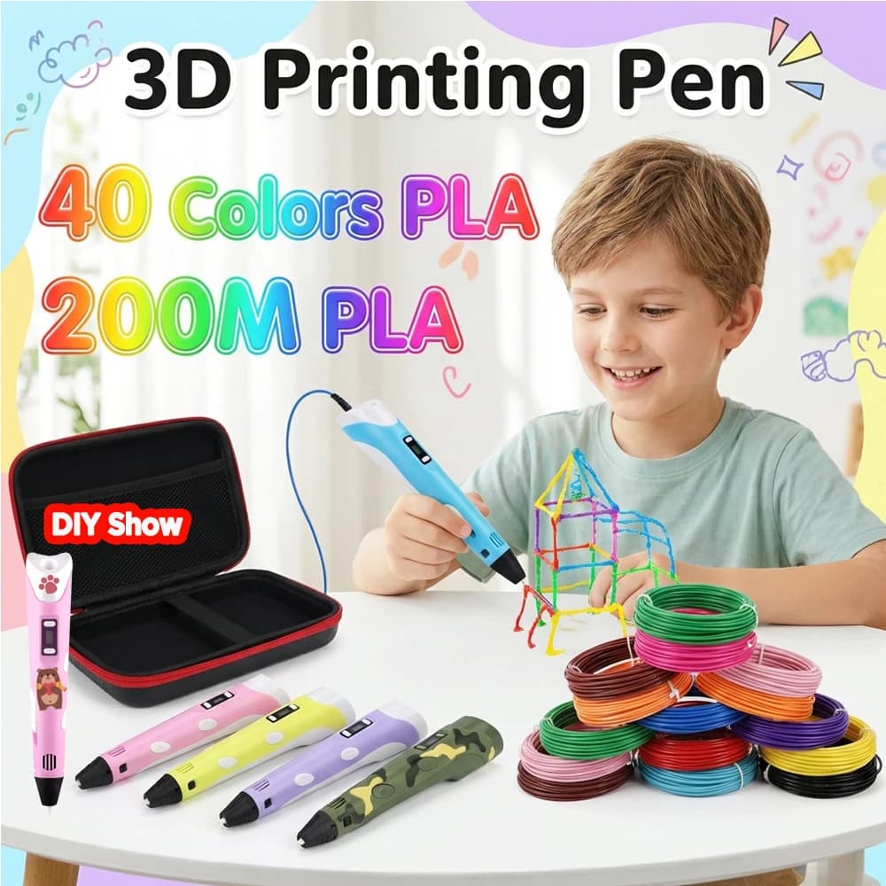 New 3D Pen 3d Printing Pen Children DIY Drawing Pens PLA Filament With Travel Case For Kids Birthday Christmas Boys Girls Gift