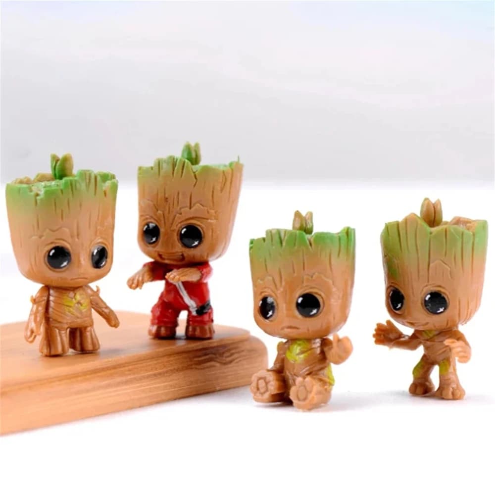 4 pezzi/set carino Groot modello in miniatura forniture per la casa decorazione figurine artigianato Anime Hero Tree Man decorazione del personaggio