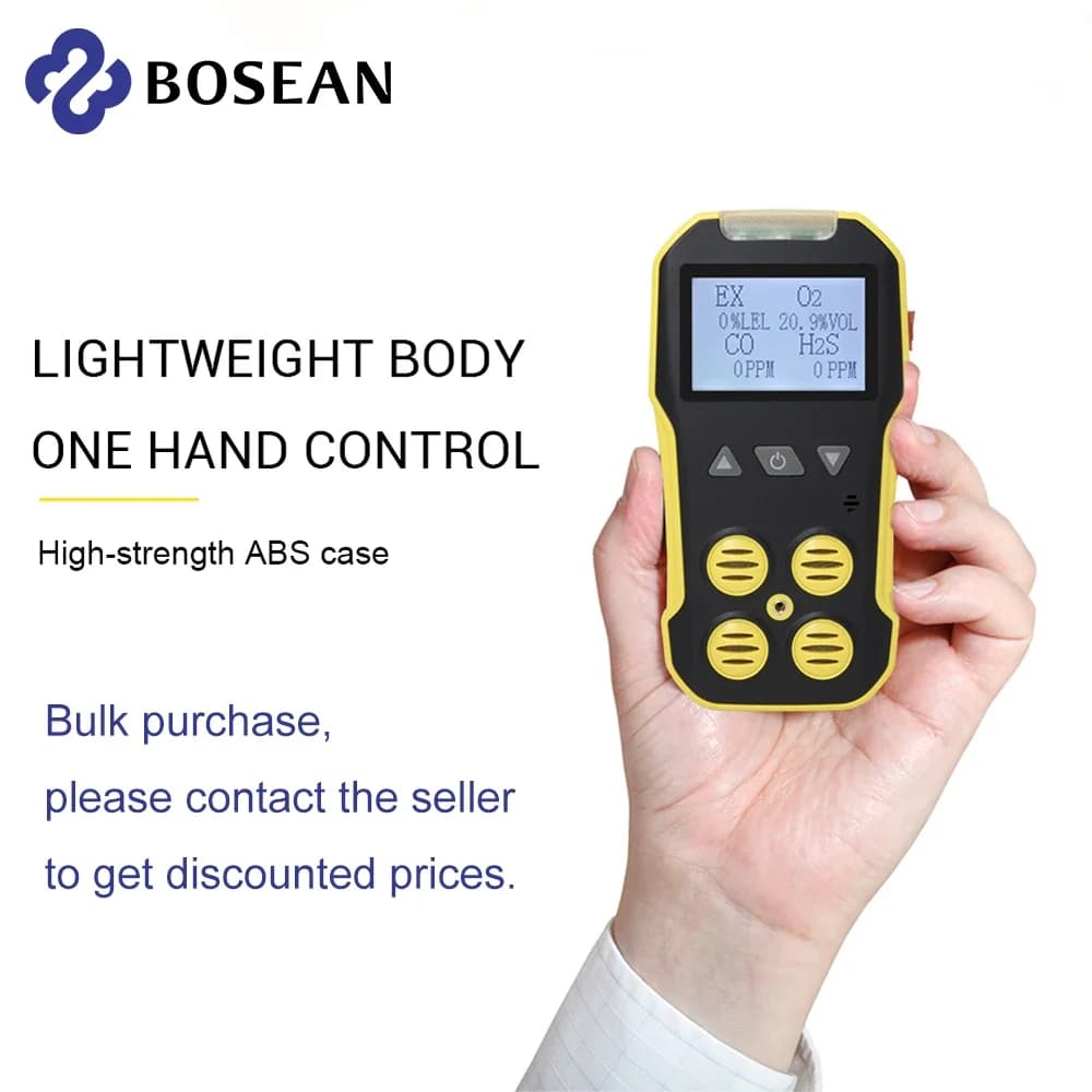 Bosean 4 in 1 Rilevatore multigas O2 H2S CO LEL Misuratore di gas Ossigeno Idrogeno Solfuro Monossido di carbonio Rilevatore di perdite di gas combustibile