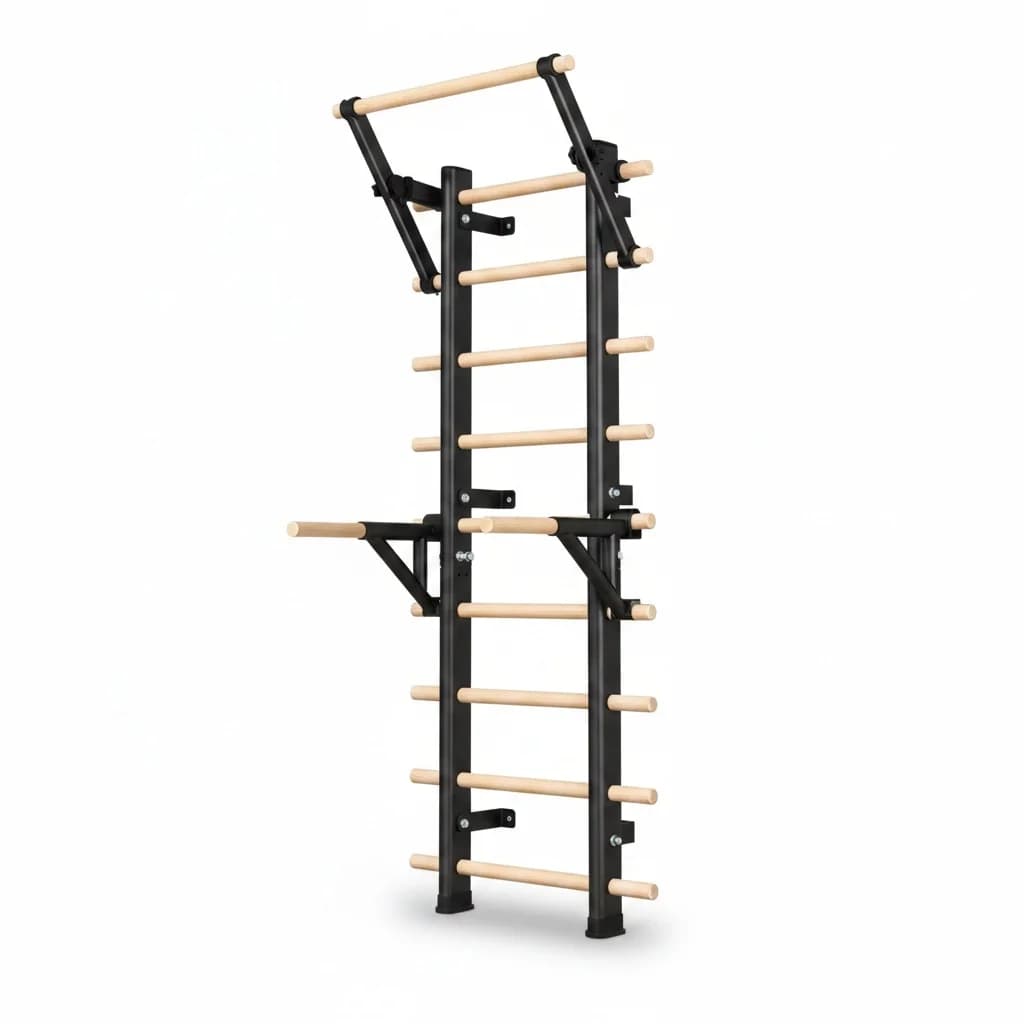 Scala Svedese, Barra per Trazioni a Muro in Legno, Attrezzo Ginnico da Parete, Barra Orizzontale Robusta per Stretching Indoor