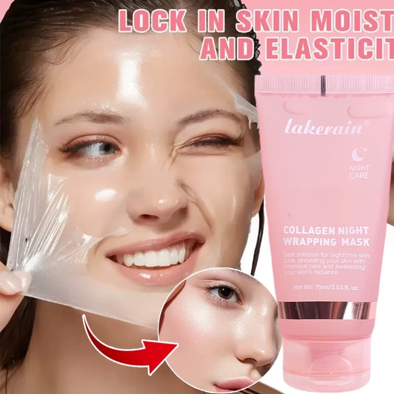 Maschera per il viso peel-off al collagene notturno da 75 ml con pennello Maschere per il viso coreane schiarenti idratano profondamente Cura delle creme per maschere