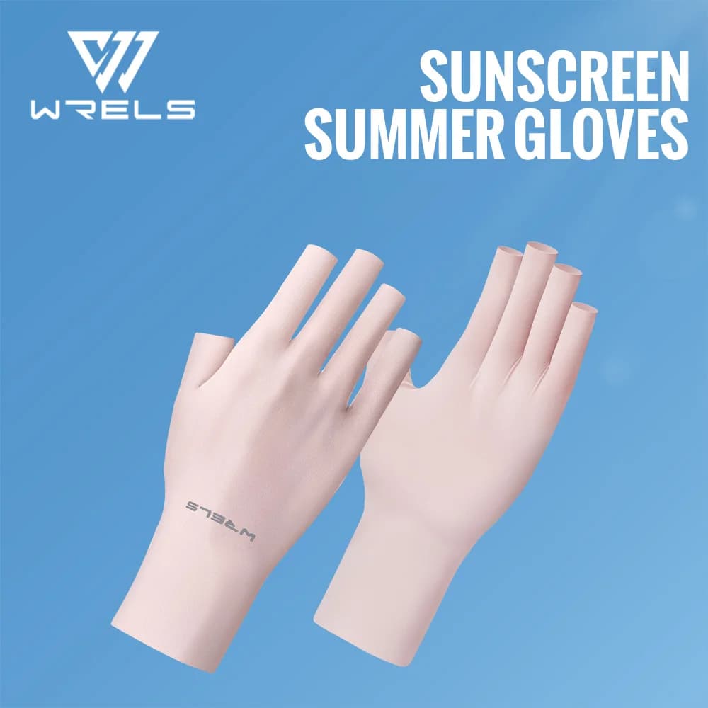WRELS Summer Gloves in icy silk with UV sun protection, UV-resistant, anti-slip, UPF50+, fingerless gloves