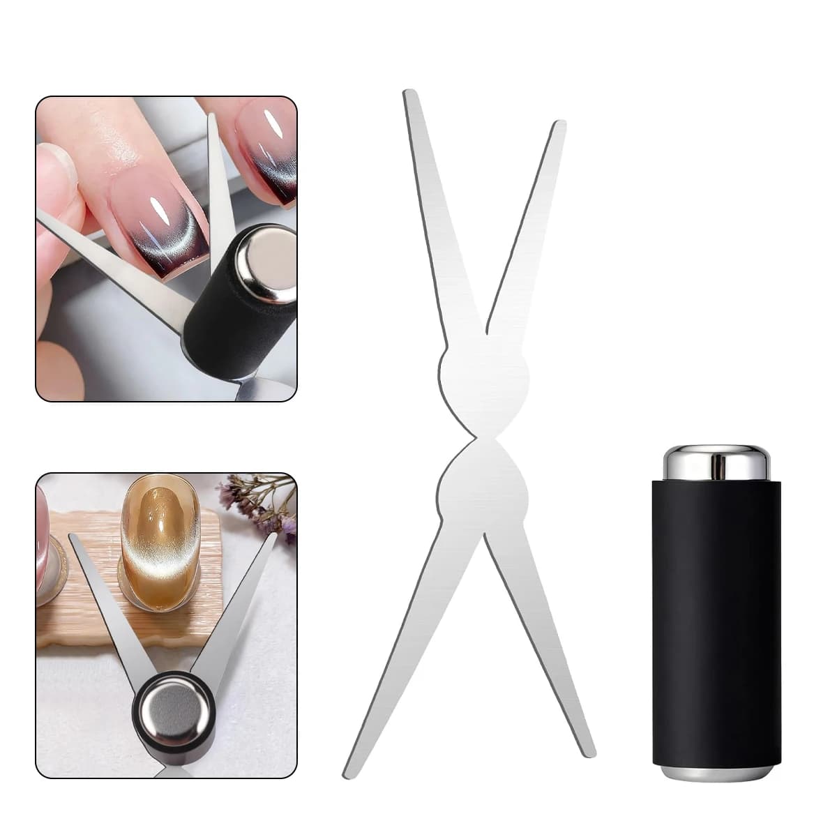 LINMANDA Cat-Eye Nail Magnet Shaped Scissors Shaped Nail Magnet Cat-Eye Gel Nail Polish Magnet Suitable for Home DIY and Beauty Salon