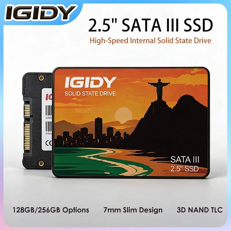 【IGIDY】2.5" SATA III SSD 128GB/256GB 7mm Slim Internal Solid State Drive 3D NAND TLC for Laptop Desktop Mini PC All‑in‑One PC
